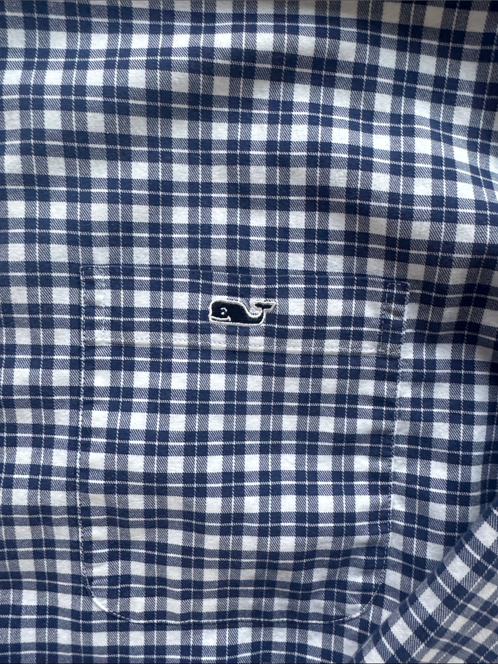 Vineyard Vines Men's Navy and White Plaid Button-Down Shirt - Picture 4 of 5